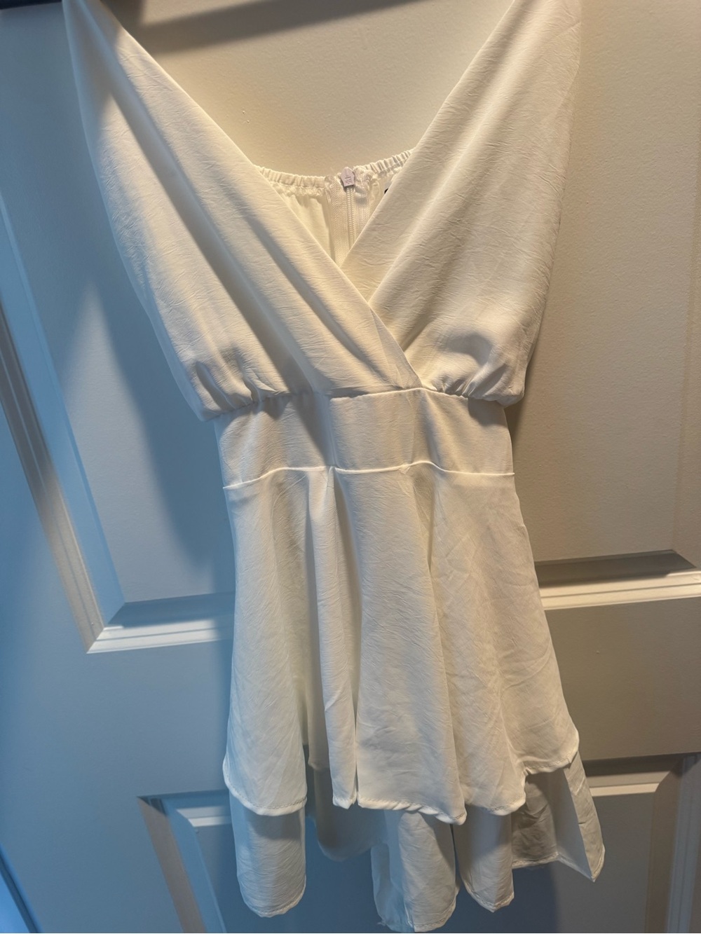 White V-Neck Women's Dress
